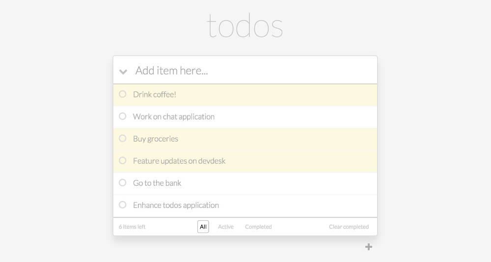 Screenshot of Todos JavaScript applicaton